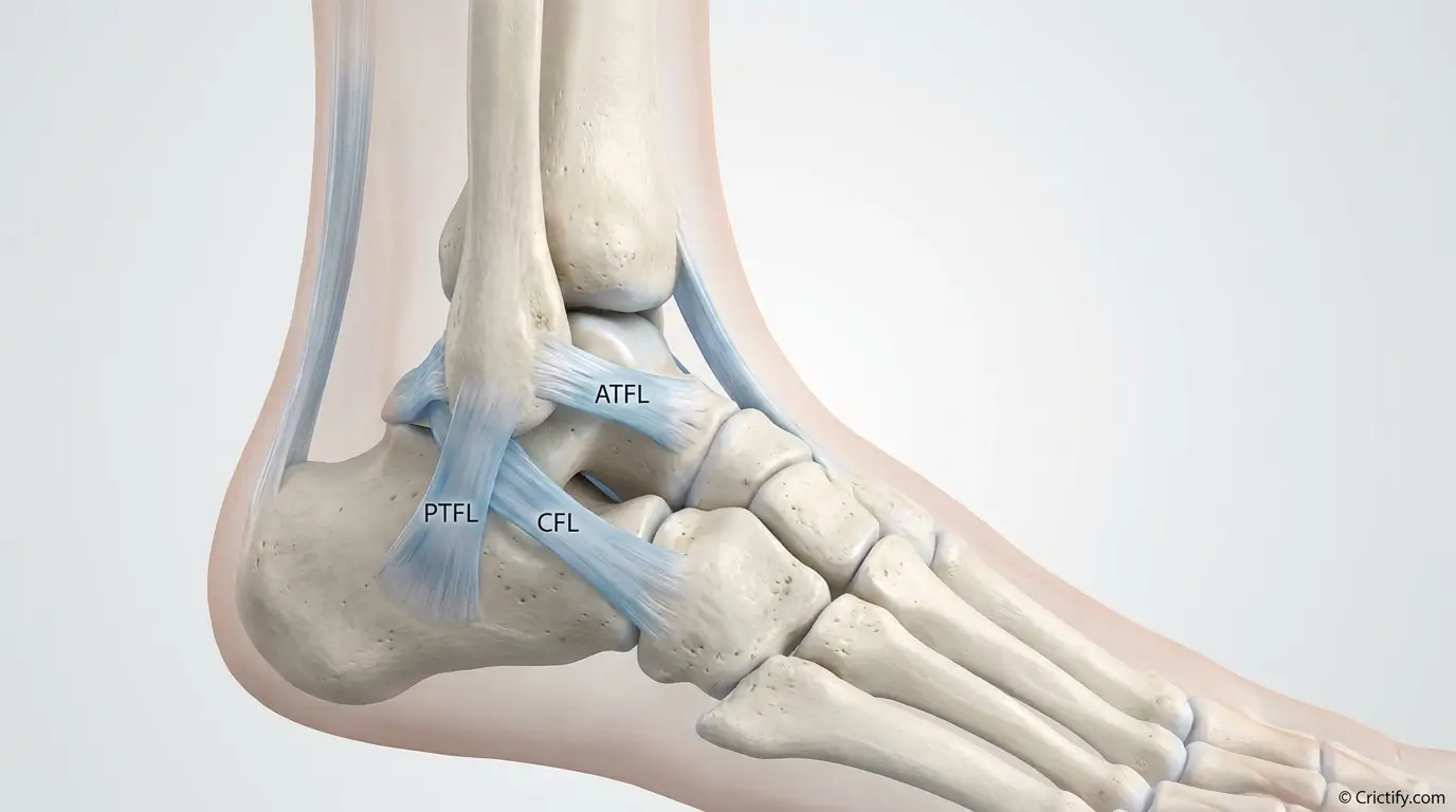 Anatomy of the ankle ligaments commonly affected by ankle sprains