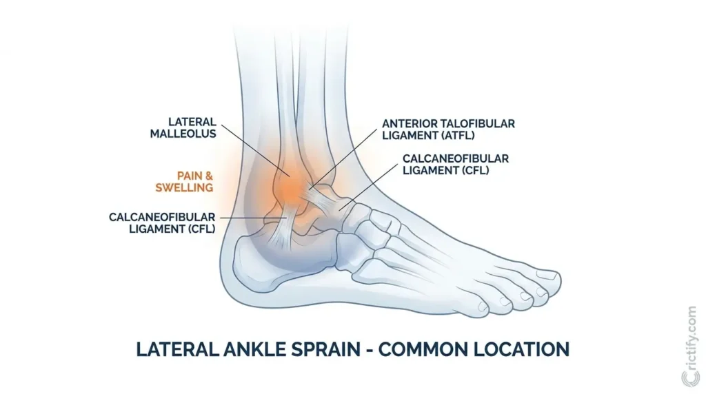 Common pain and swelling location after a lateral ankle sprain
