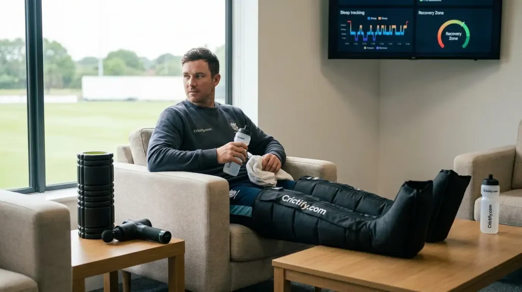 Cricket player following a structured recovery routine after ankle rehabilitation